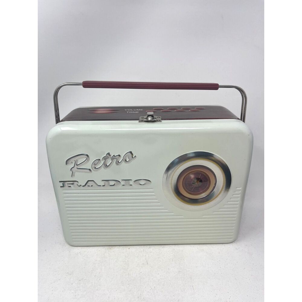 1950's Style - RETRO RADIO Red Collectible Metal Tin Lunch Box Vintage Excellent